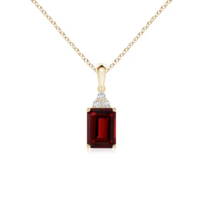 Angara Emerald-cut Garnet Pendant With Diamond Trio In Gold