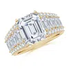Angara Emerald-cut Lab-grown Diamond Broad Engagement Ring With Accents In Yellow Gold/f-g