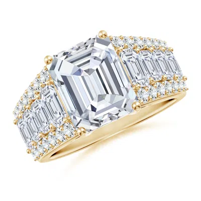 Angara Emerald-cut Lab-grown Diamond Broad Engagement Ring With Accents In White