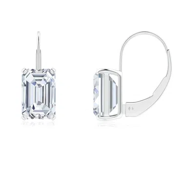 Angara Emerald-cut Lab-grown Diamond Solitaire Leverback Earrings In Metallic