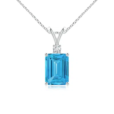 Angara Emerald-cut Lab-grown Fancy Intense Blue Diamond Solitaire Pendant
