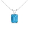 Angara Emerald-cut Lab-grown Fancy Intense Blue Diamond Solitaire V-bale Pendant In White Gold/fancy Intense
