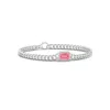 Angara Emerald-cut Lab-grown Fancy Intense Pink Diamond Bracelet With Halo In White Gold/fancy Intense