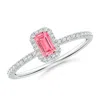 Angara Emerald-cut Lab-grown Fancy Intense Pink Diamond Halo Engagement Ring In White Gold/fancy Intense
