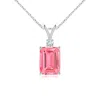 Angara Emerald-cut Lab-grown Fancy Intense Pink Diamond Solitaire Pendant In White Gold/fancy Intense