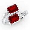 Angara Emerald-cut Lab-grown Ruby Two Stone Bypass Ring