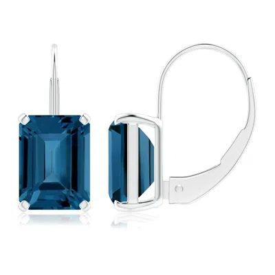Angara Emerald-cut London Blue Topaz Solitaire Leverback Earrings In Metallic
