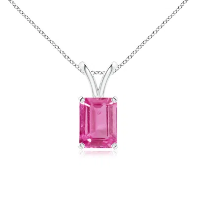 Angara Emerald-cut Pink Sapphire Solitaire Pendant With V-bale In Metallic