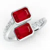Angara Emerald-cut Ruby Two Stone Bypass Ring