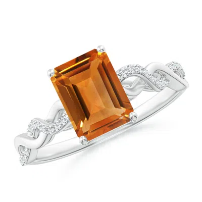 Angara Emerald-cut Solitaire Citrine Infinity Twist Ring In Metallic