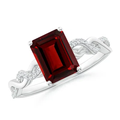 Angara Emerald-cut Solitaire Garnet Infinity Twist Ring In Metallic