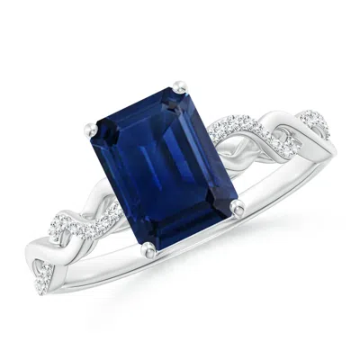 Angara Emerald-cut Solitaire Sapphire Infinity Twist Ring In Metallic