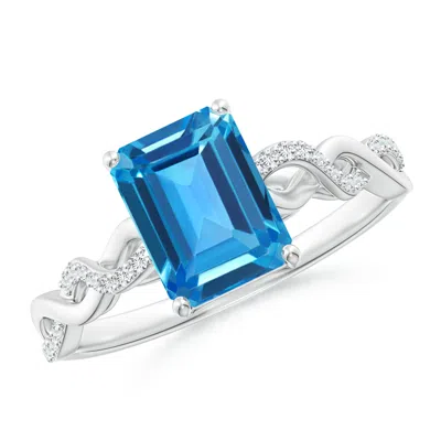 Angara Emerald-cut Solitaire Swiss Blue Topaz Infinity Twist Ring In Metallic