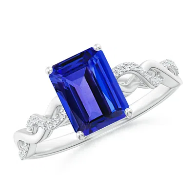 Angara Emerald-cut Solitaire Tanzanite Infinity Twist Engagement Ring In Metallic