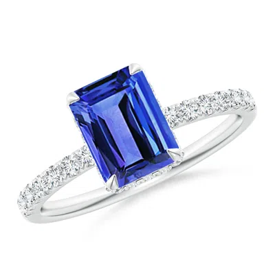 Angara Emerald-cut Tanzanite Engagement Ring With Diamonds