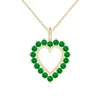 Angara Emerald Open Heart V-bale Pendant In Yellow Gold/rich Green