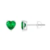 Angara Emerald Solitaire Heart Stud Earrings In Platinum/rich Medium Green