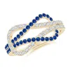 Angara Encrusted Blue Sapphire And Diamond Infinity Knot Ring In Yellow Gold/medium To Rich Blue