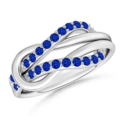 Angara Encrusted Blue Sapphire Infinity Love Knot Ring