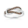 Angara Encrusted Coffee Diamond Infinity Love Knot Ring In White Gold/fancy Dark Brown (c6)