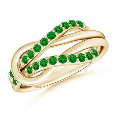 Angara Encrusted Emerald Infinity Love Knot Ring In Green