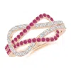 Angara Encrusted Pink Sapphire And Diamond Infinity Knot Ring In Rose Gold/rich Pink