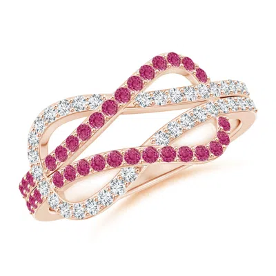 Angara Encrusted Pink Sapphire And Diamond Infinity Knot Ring
