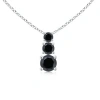Angara Enhanced Black Diamond Three Stone Pendant In White Gold/black