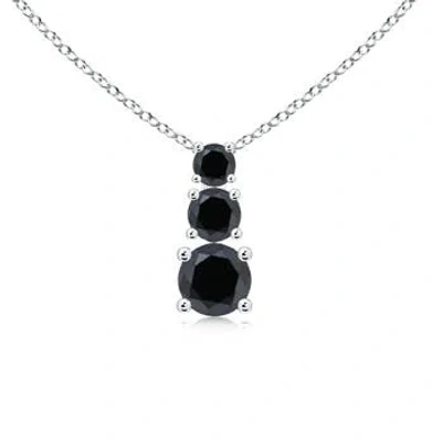 Angara Enhanced Black Diamond Three Stone Pendant