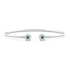 Angara Enhanced Blue And White Diamond Open Flex Floral Bangle In White Gold/teal Blue