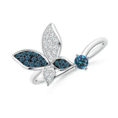 Angara Enhanced Blue Diamond Butterfly Bypass Ring In Metallic