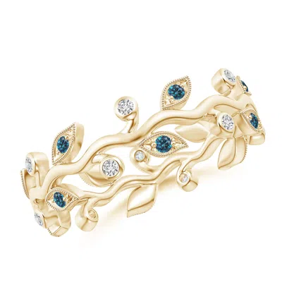 Angara Enhanced Blue Diamond Vine And Leaf Eternity Ring In Gold