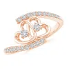 Angara Entwined Double Diamond Bypass Heart Promise Ring