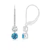 Angara Fancy Intense Blue And White Diamond Leverback Dangle Earrings In White Gold/fancy Intense