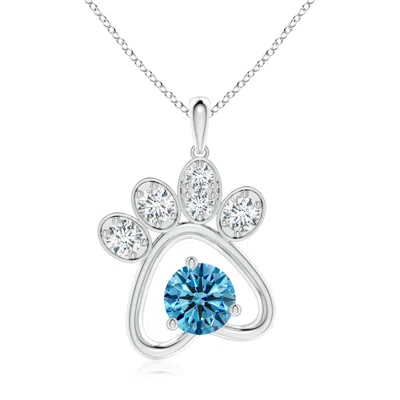 Angara Fancy Intense Blue Diamond Paw Print Pendant
