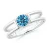 Angara Fancy Intense Blue Diamond Solitaire Parallel Split Shank Ring In White Gold/fancy Intense