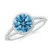Angara Lab-grown Fancy Intense Blue Diamond Twist Rope Split Shank Ring