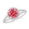 Angara Fancy Intense Pink Diamond Twist Rope Split Shank Ring