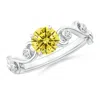 Angara Fancy Intense Yellow And White Diamond Ivy Scroll Ring In White Gold/fancy Intense
