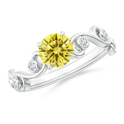 Angara Fancy Intense Yellow And White Diamond Ivy Scroll Ring In Metallic