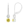 Angara Fancy Intense Yellow And White Diamond Leverback Dangle Earrings In White Gold/fancy Intense