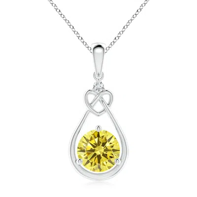 Angara Fancy Intense Yellow Diamond Knotted Heart Pendant In Metallic