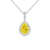 Angara Fancy Intense Yellow Diamond Teardrop Pendant With Halo In White Gold/fancy Intense