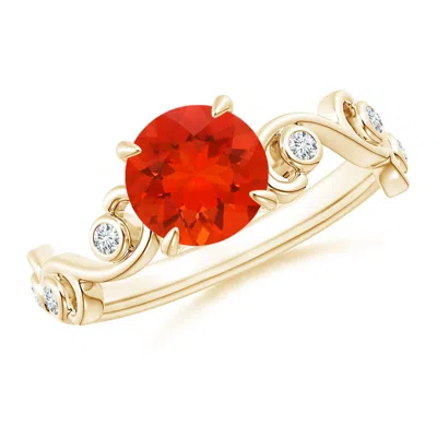 Angara Fire Opal And Diamond Ivy Scroll Ring In Gold