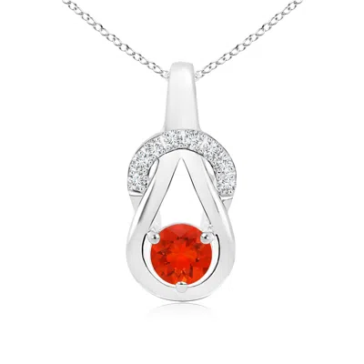 Angara Fire Opal Infinity Knot Pendant With Diamonds In Metallic