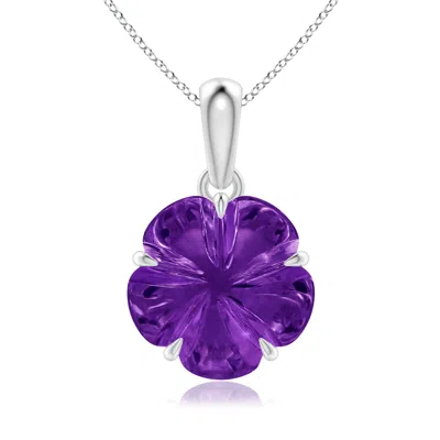 Angara Five-petal Flower Amethyst Solitaire Pendant In Metallic
