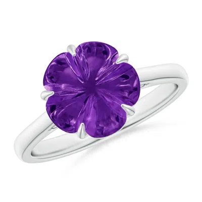 Angara Five-petal Flower Amethyst Solitaire Ring In Purple