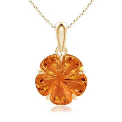 Angara Five-petal Flower Citrine Solitaire Pendant In Gold