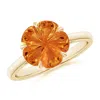 Angara Five-petal Flower Citrine Solitaire Ring In Yellow Gold/deep Golden