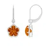 Angara Five-petal Flower Citrine Twisted Wire Halo Earrings In White Gold/deep Golden